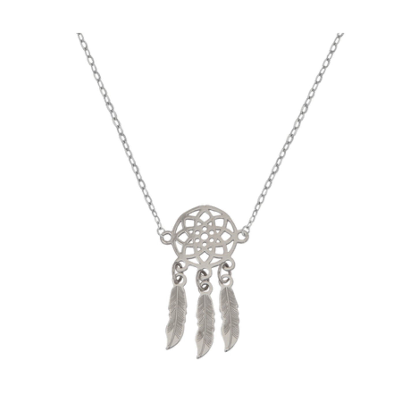 Necklace with Dreamcatcher Pendant in Silver