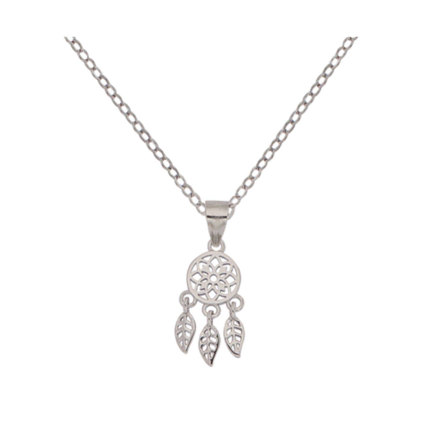 Necklace with Dreamcatcher Pendant in Silver