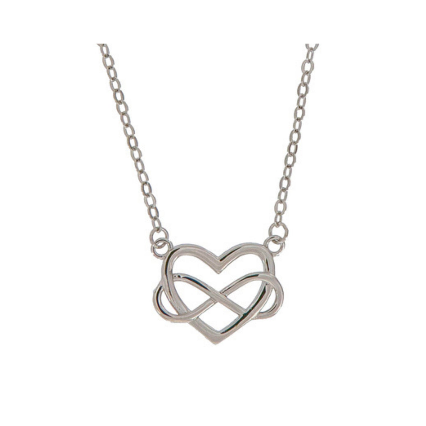 Choker with Heart and Infinity Pendant in Silver