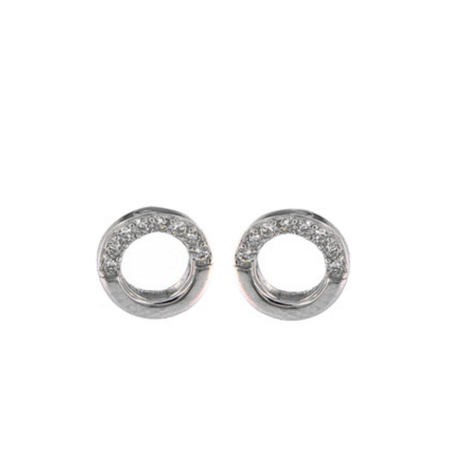 Small hoop earrings in silver, decorated with small white zircons