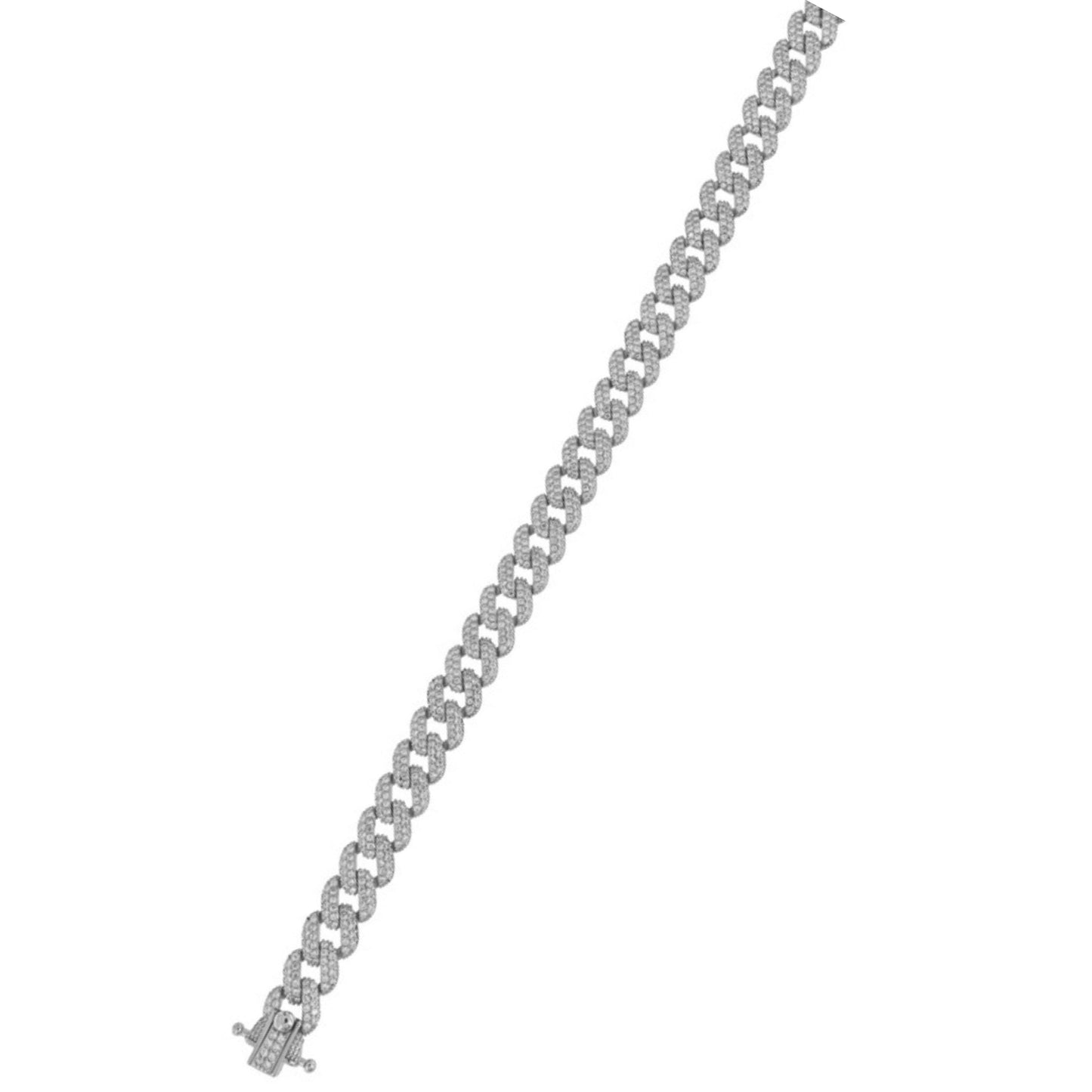 Link bracelet in silver with white zircons