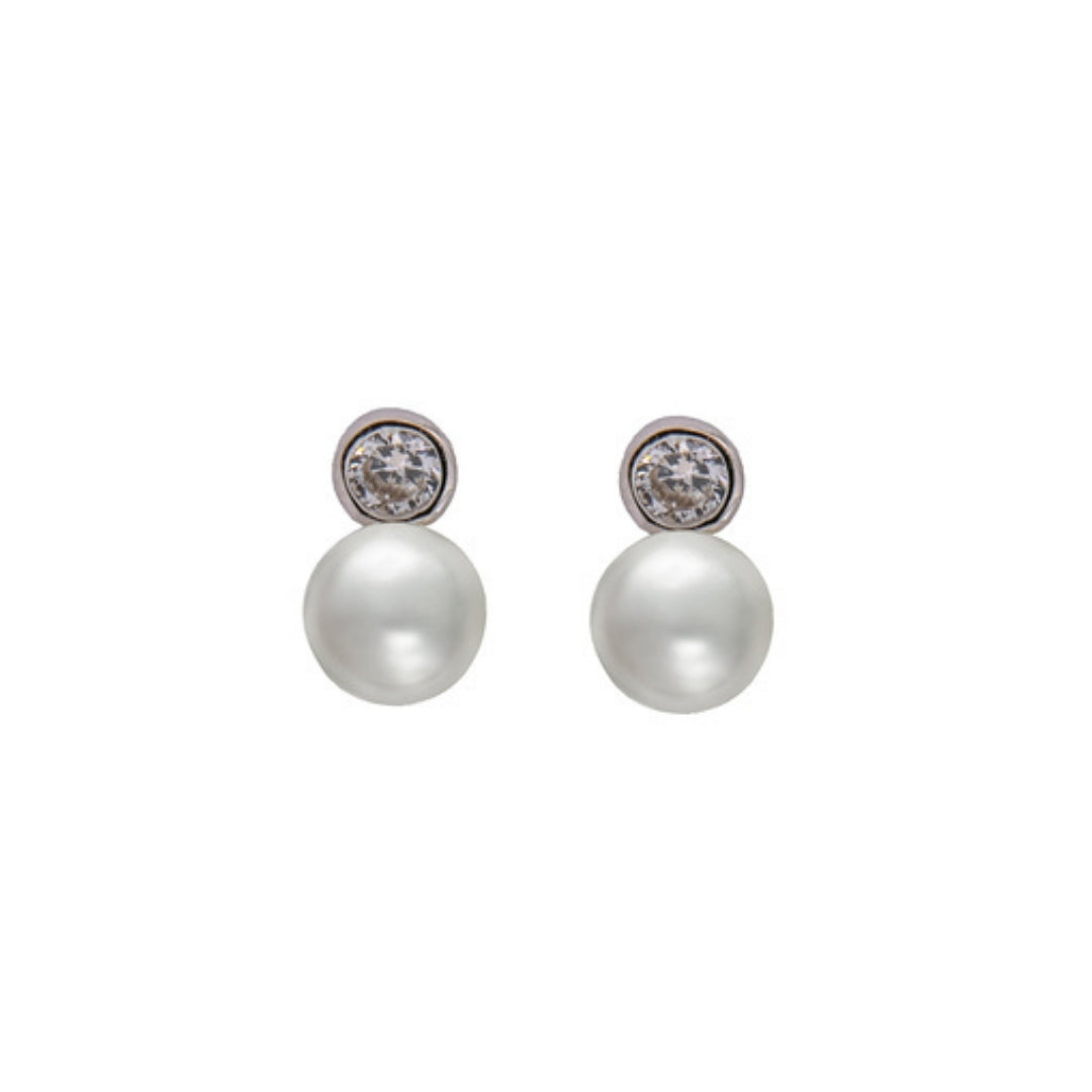 Pearl earrings with white zircons