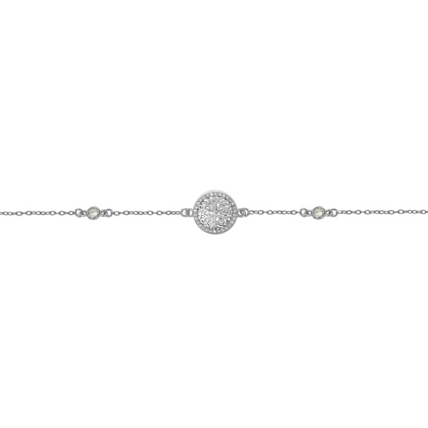 Tree of Life bracelet in silver with white zircons