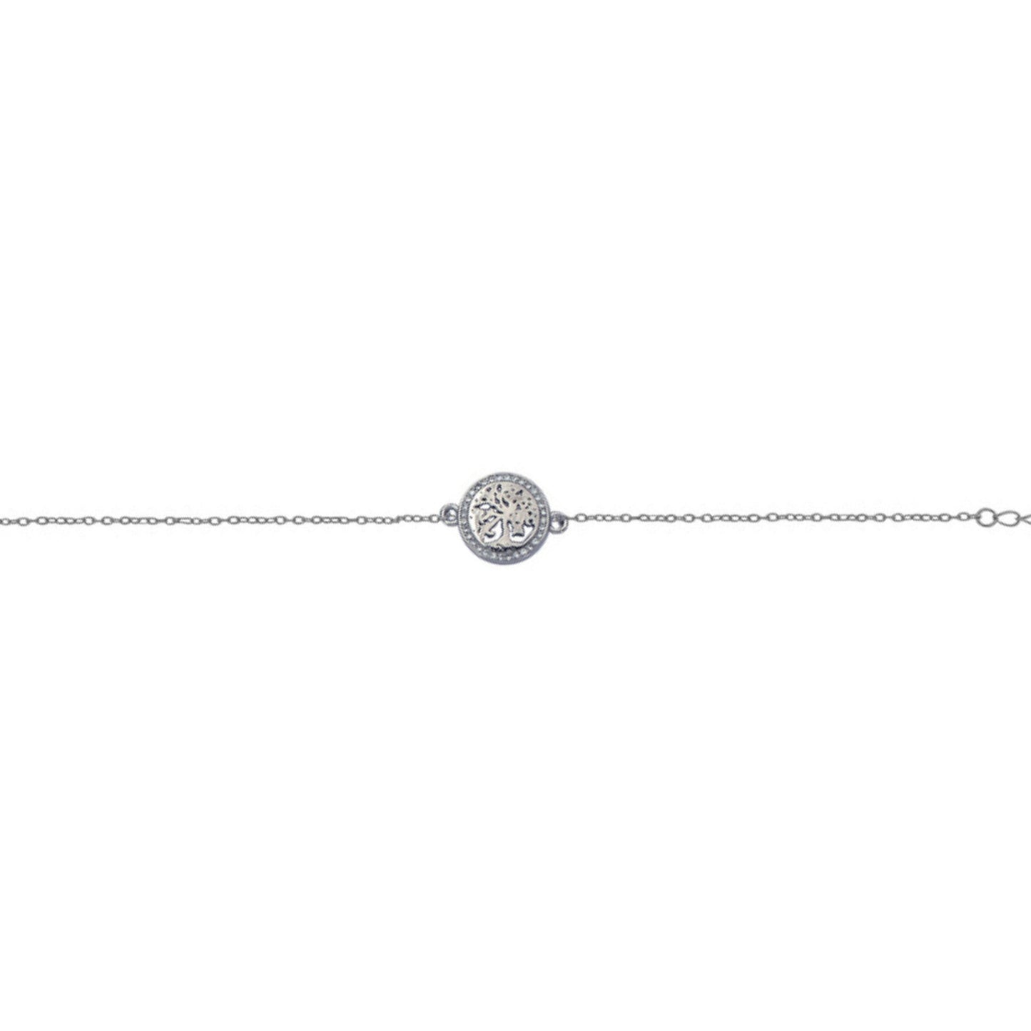 Tree of Life bracelet in silver with white zircons