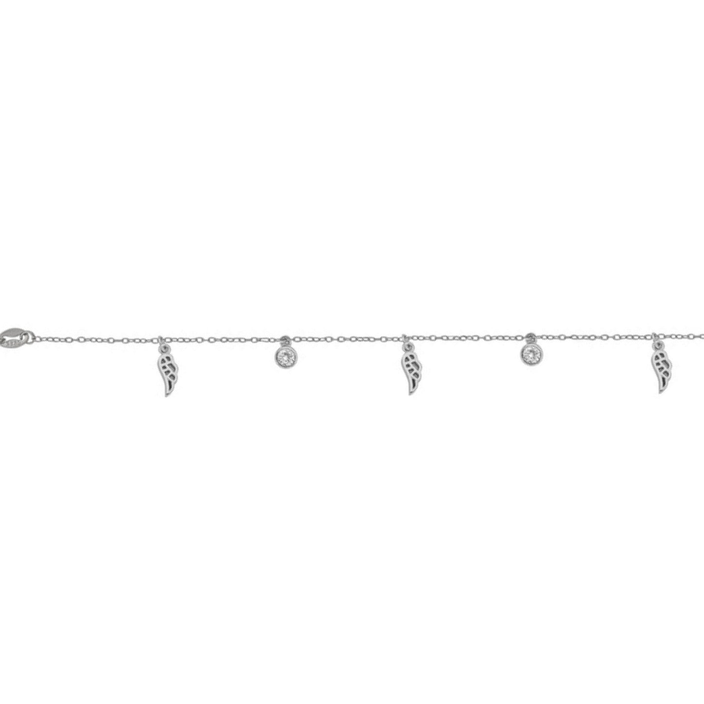 Wings bracelet in silver with white zircons