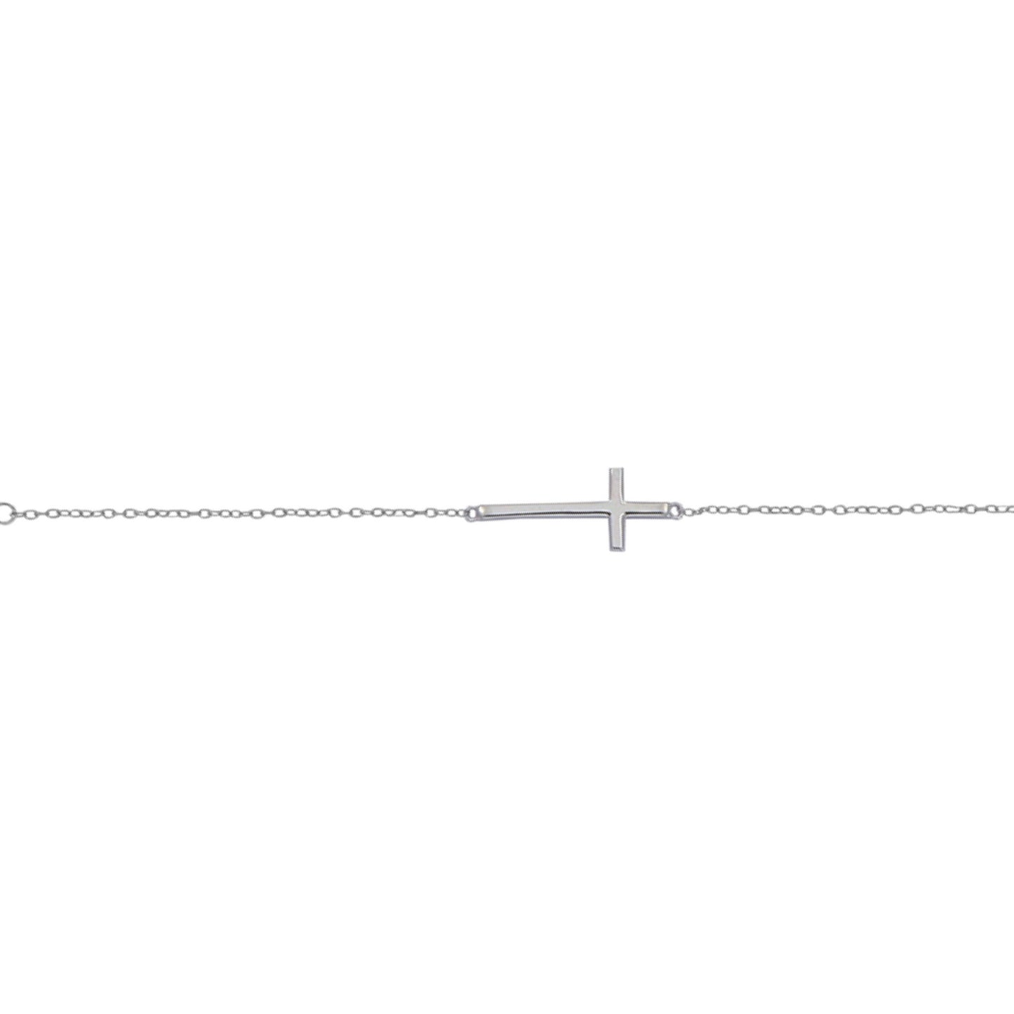 Cross bracelet in silver with white zircons