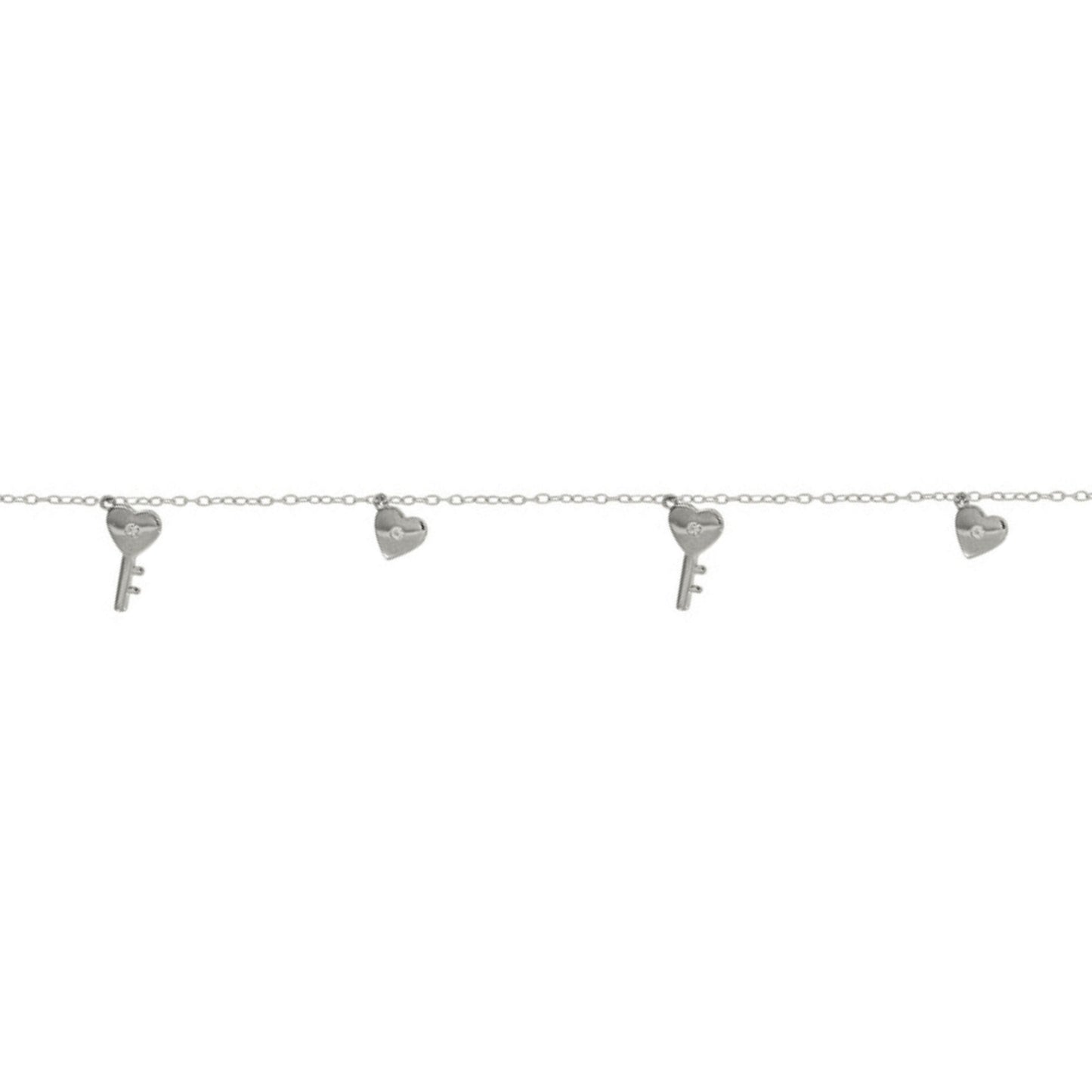 Hearts bracelet in silver with white zircons