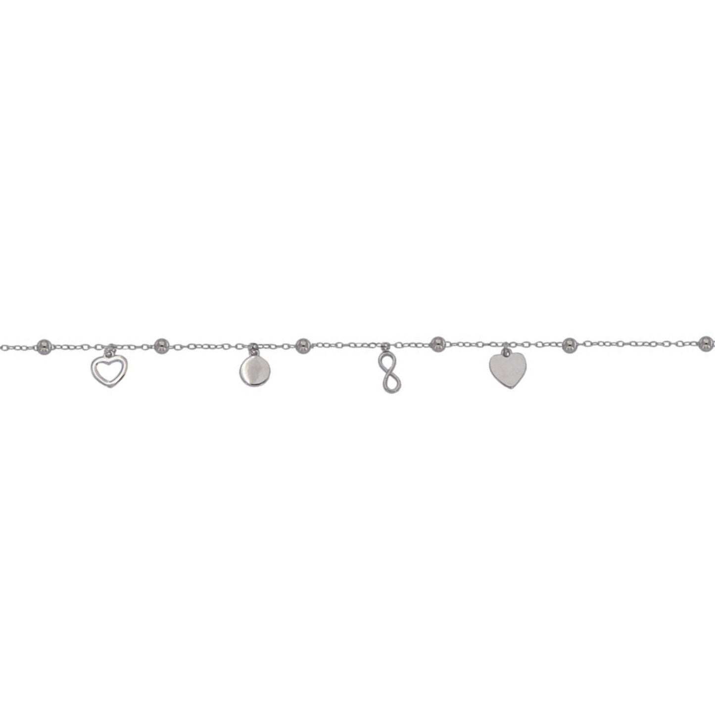 Heart and Infinity Bracelet in Silver with White Zirconia
