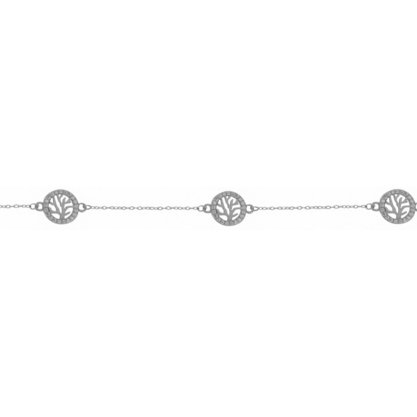 Tree of Life bracelet in silver with white zircons