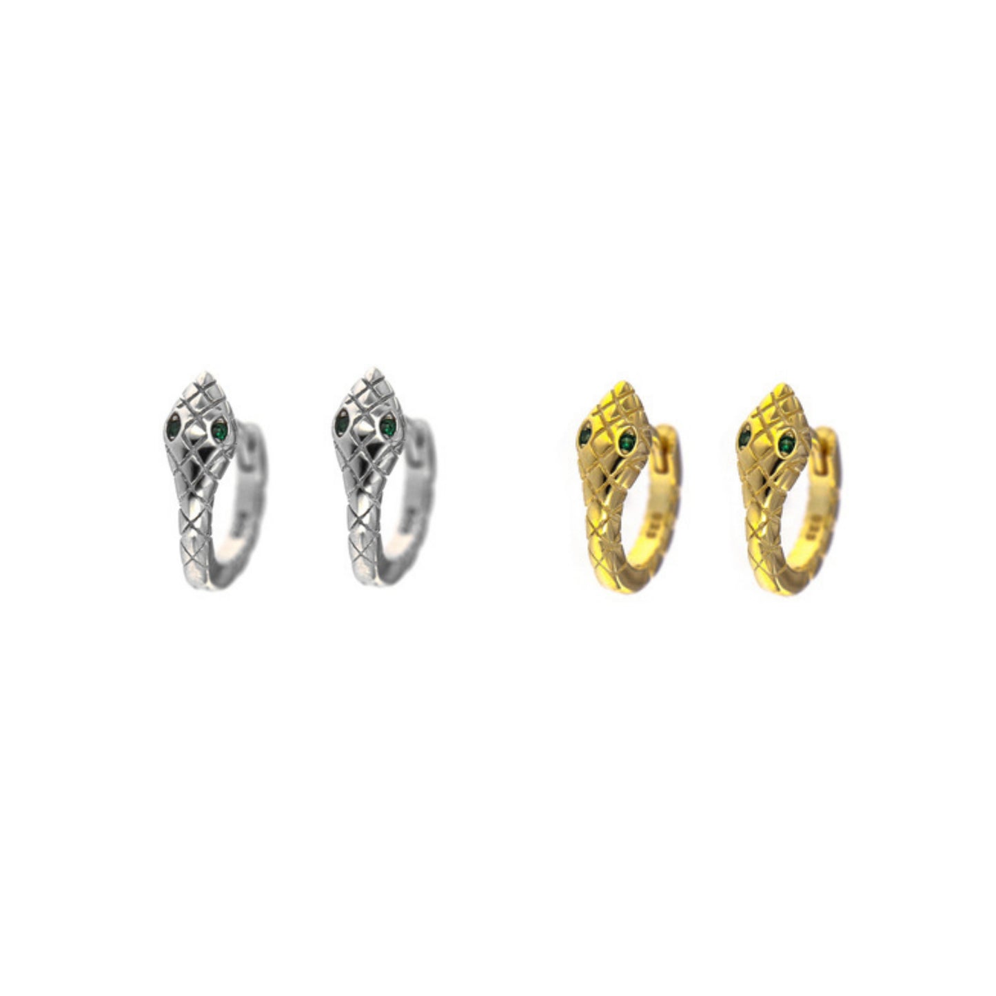 Pendientes Aros serpiente en plata y plata bañada en oro