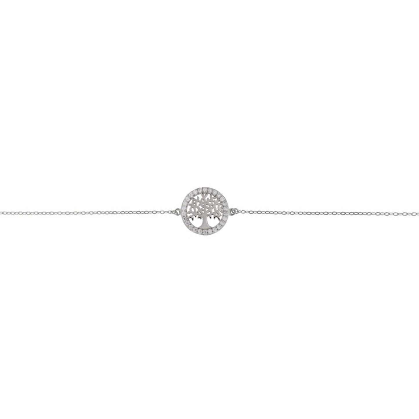Tree of Life bracelet in silver with white zircons