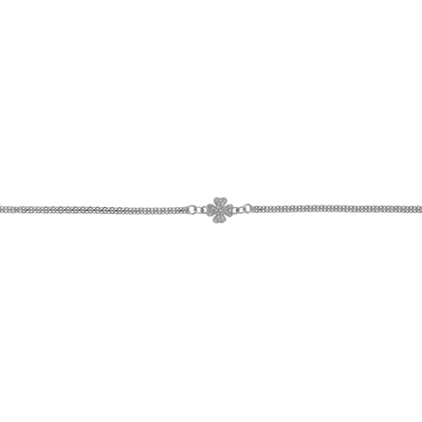 Clover bracelet in silver with white zircons