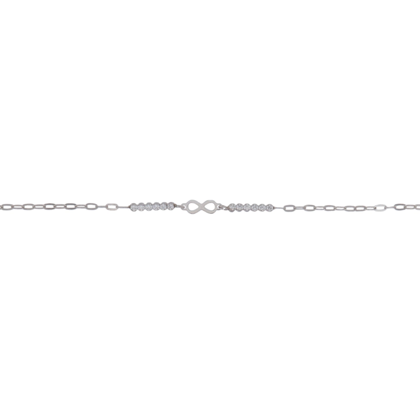 Infinity bracelet in silver with white zircons