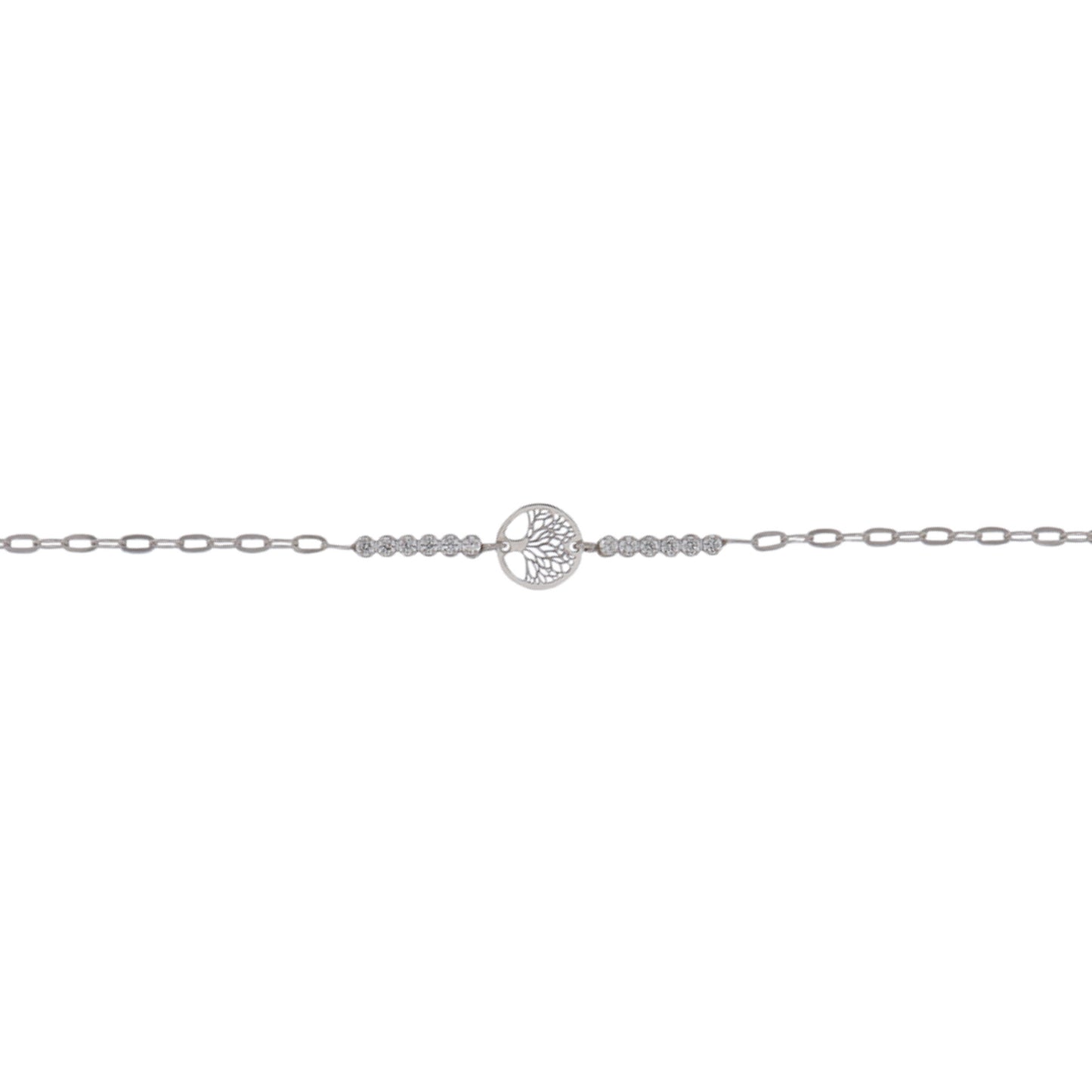 Tree of Life bracelet in silver with white zircons