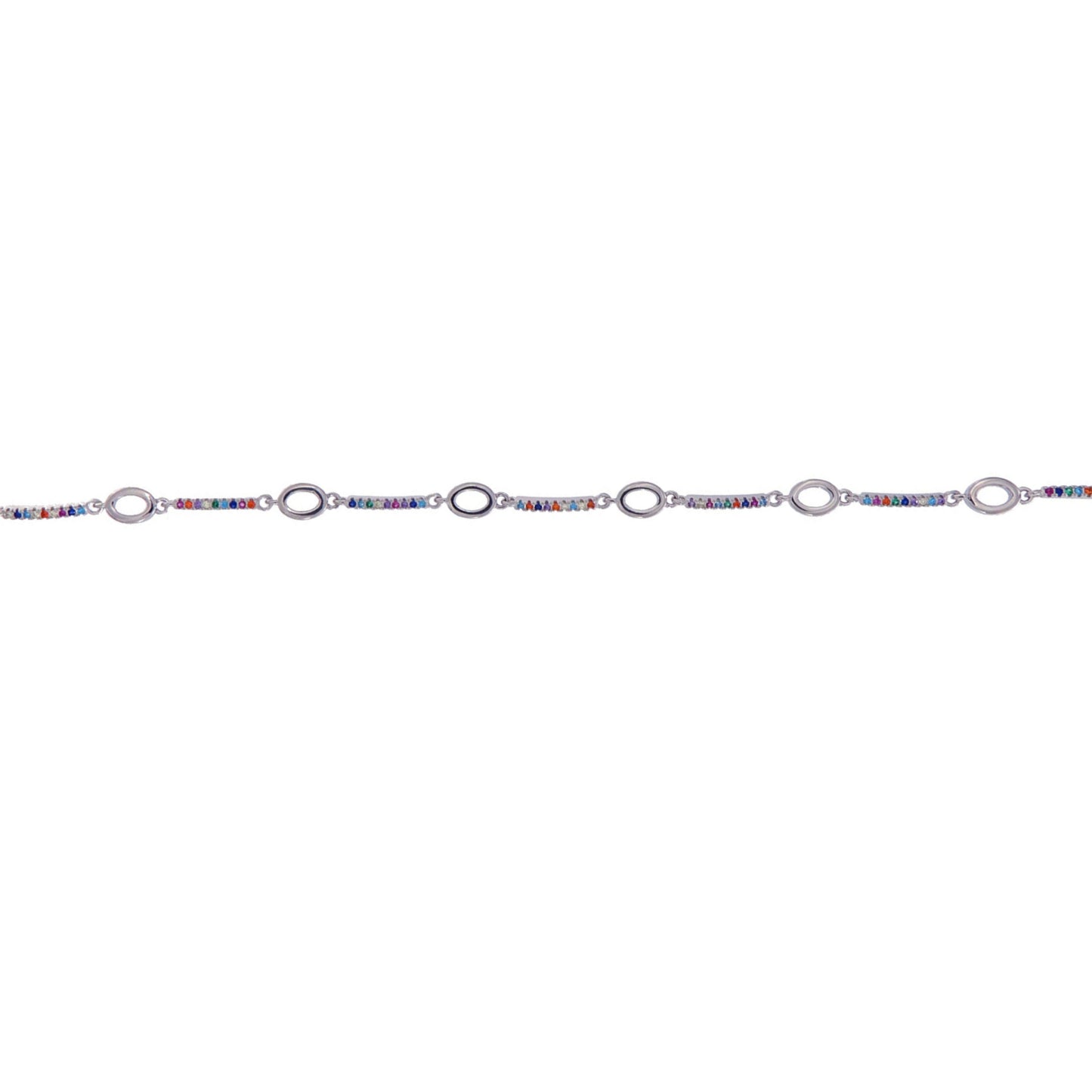 Silver bracelet with colored zircons