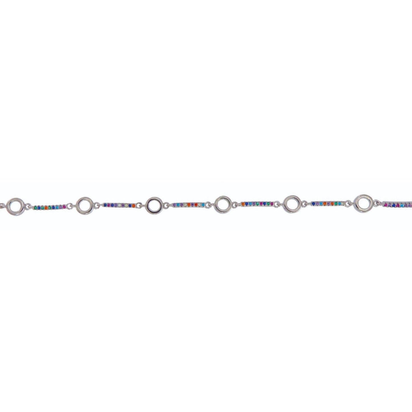 Silver bracelet with colored zircons
