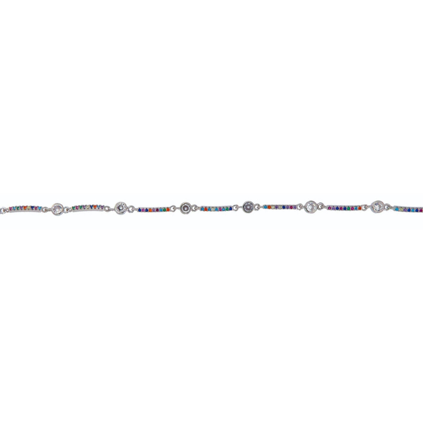 Silver bracelet with colored zircons