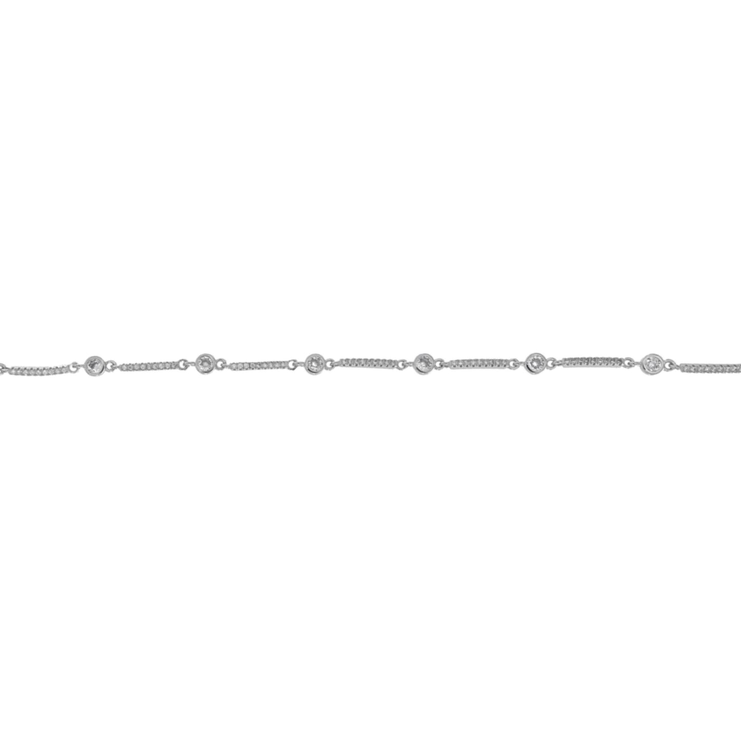 Silver bracelet with white zircons