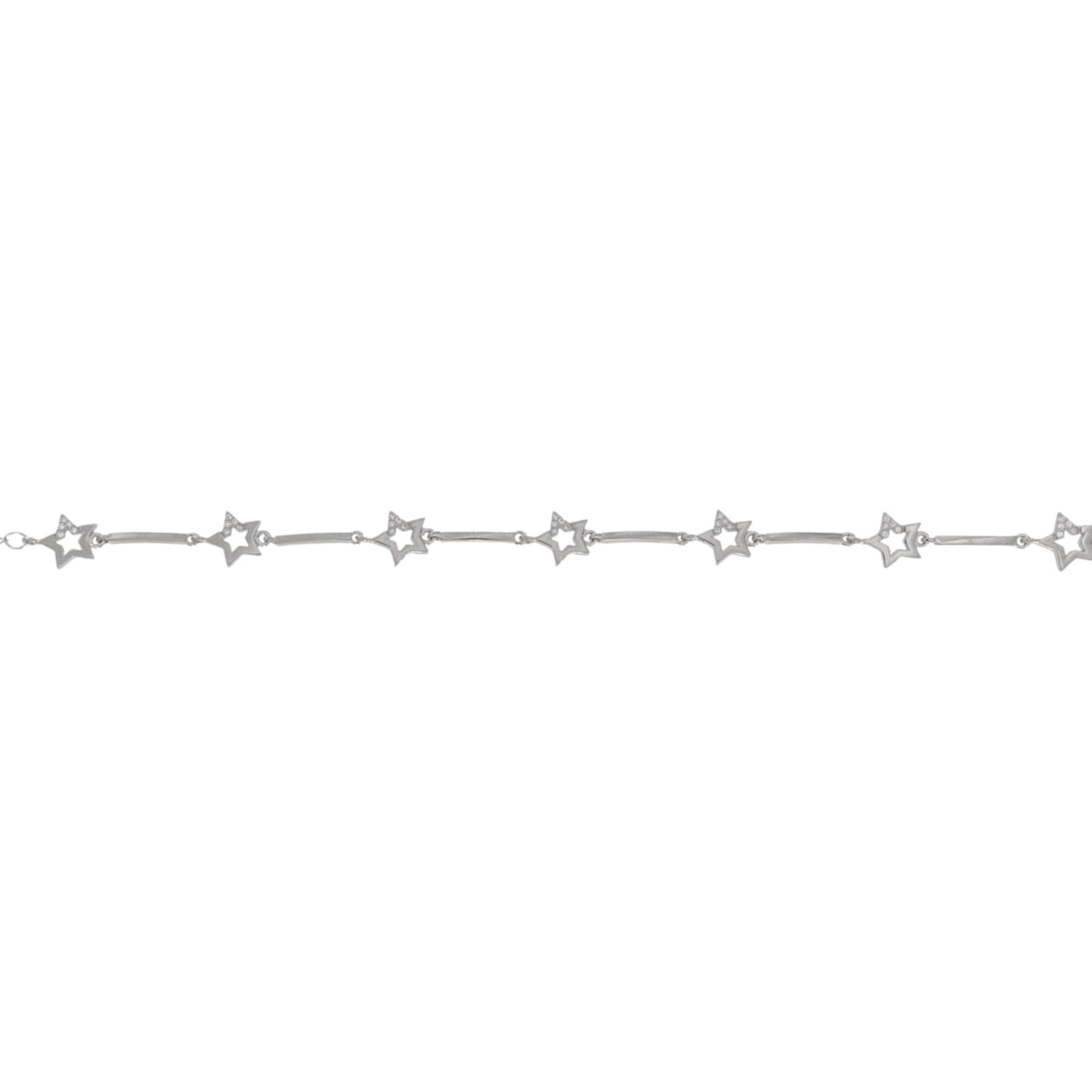 Bracelet with stars in silver with white zircons