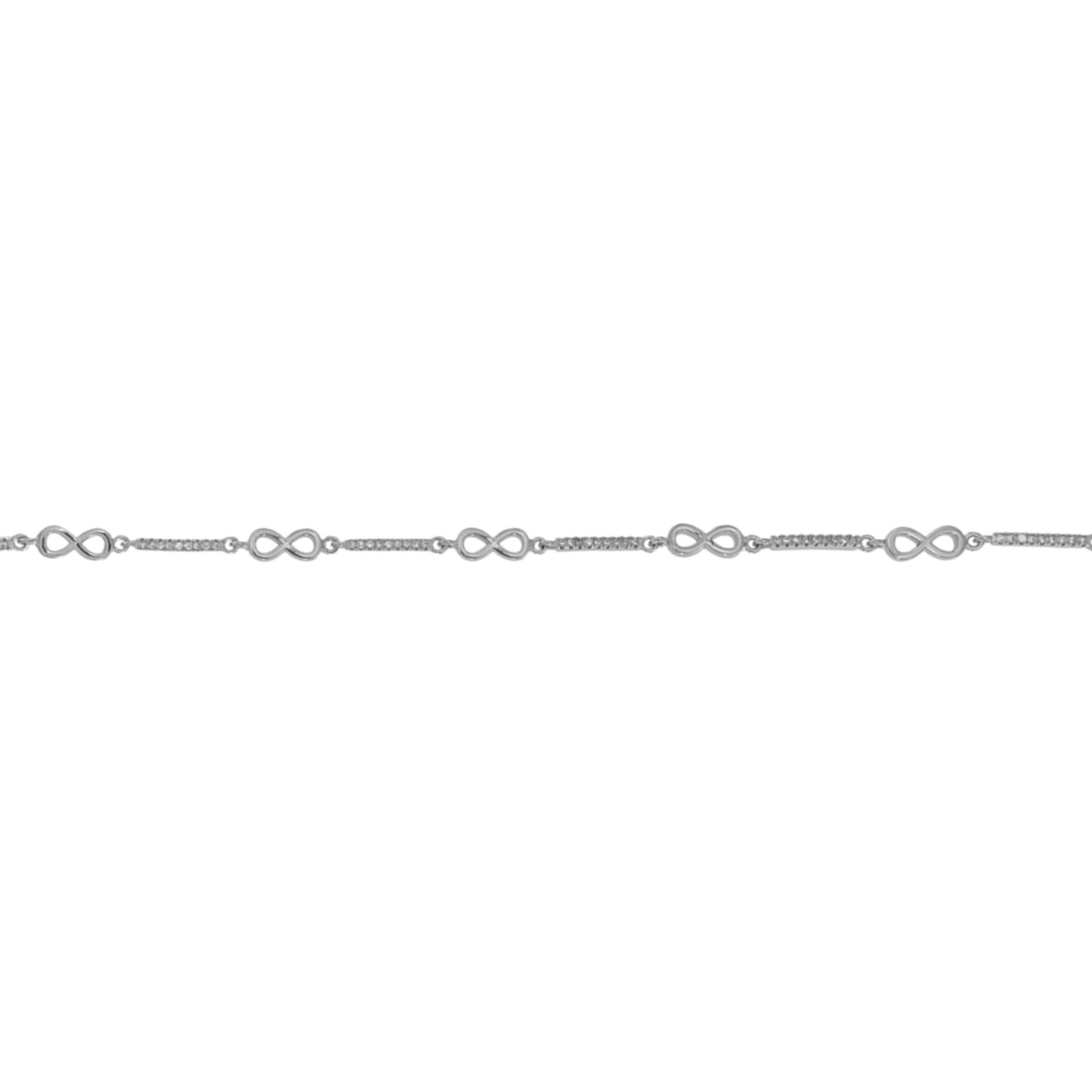 Infinity bracelet in silver with white zircons