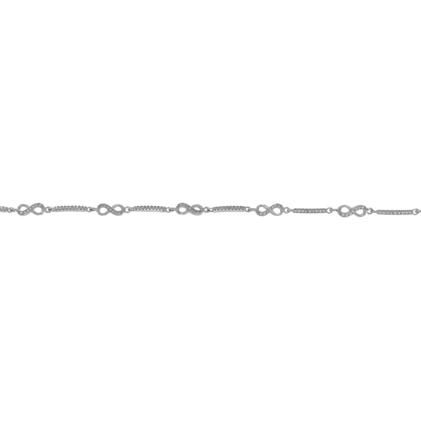 Infinity bracelet in silver with white zircons