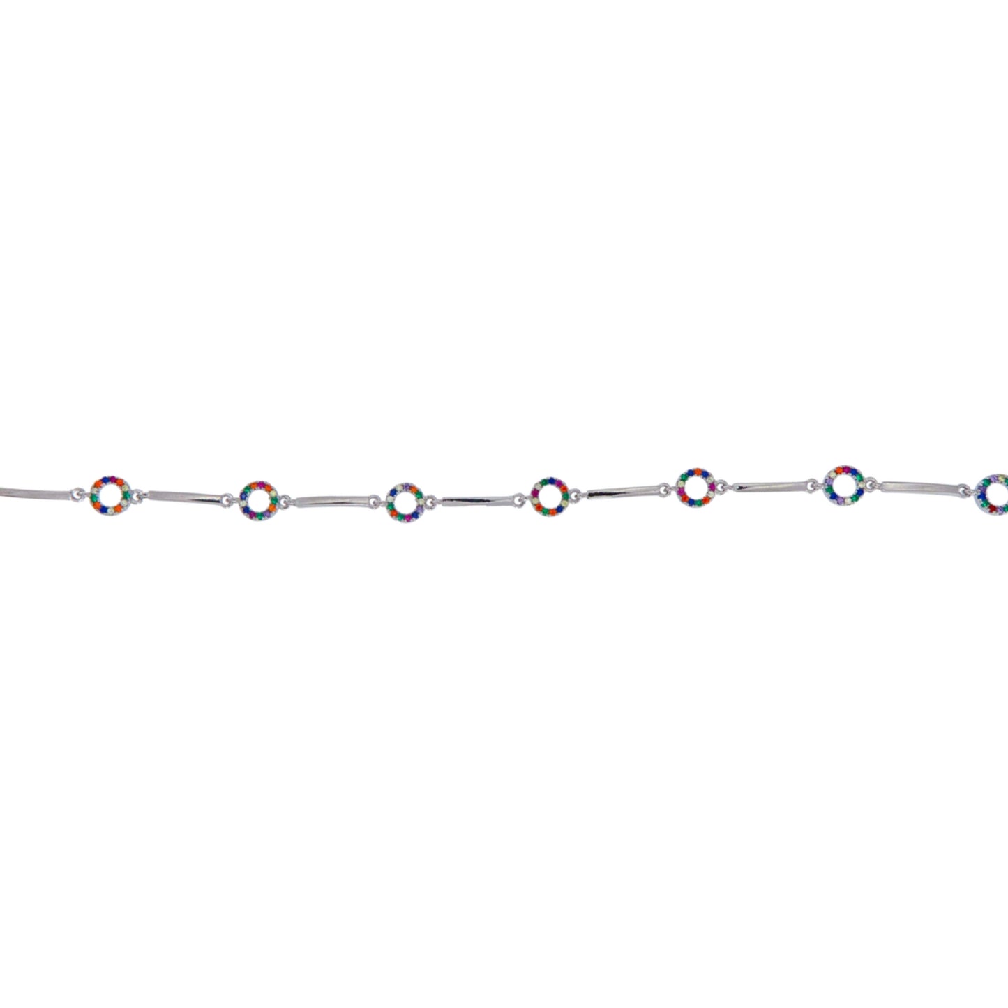 Silver bracelet with colored zircons