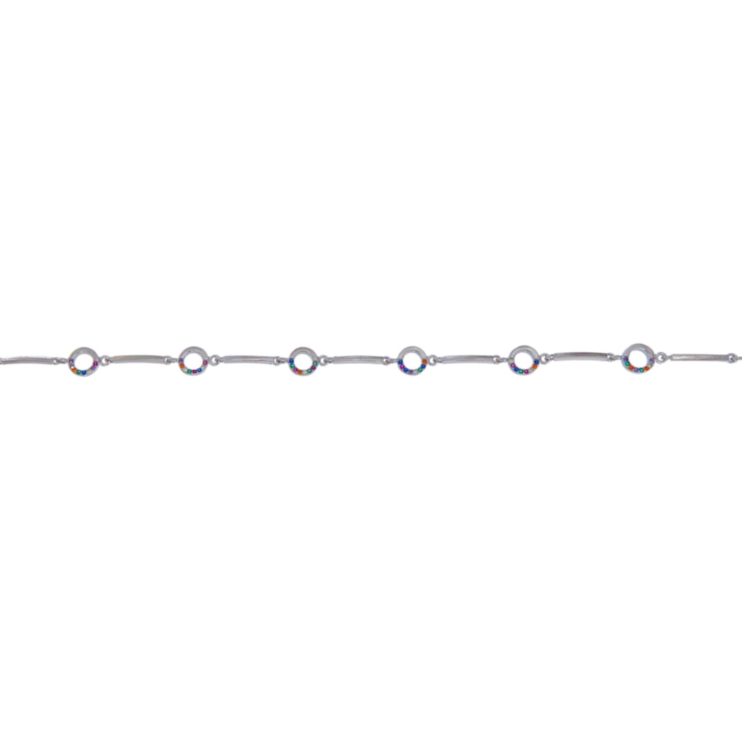 Silver bracelet with colored zircons