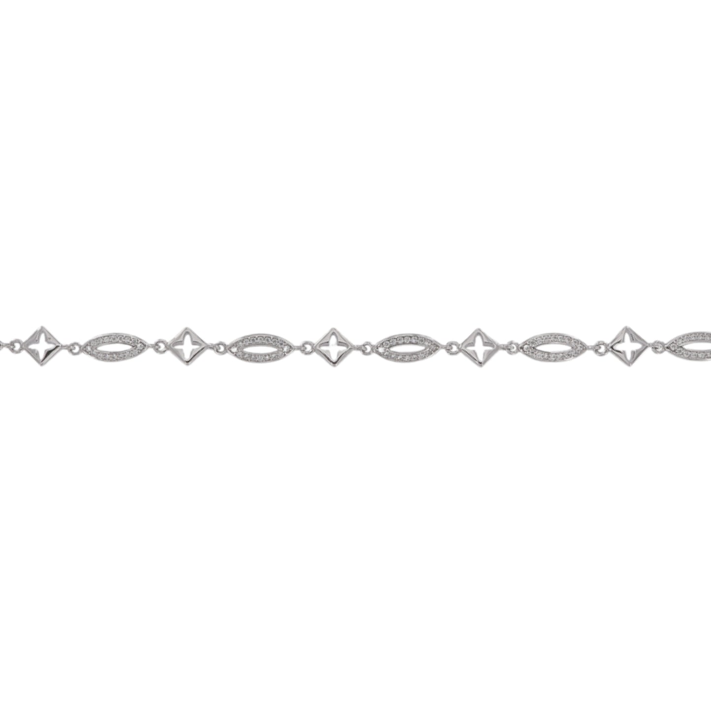 Silver bracelet with white zircons