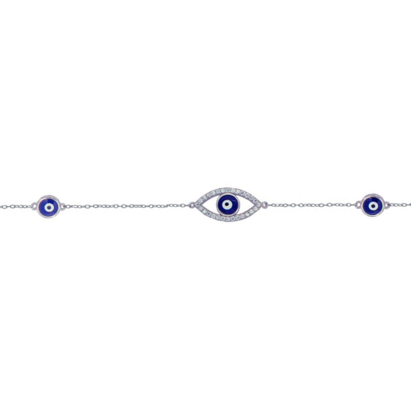Turkish Eye bracelet in silver with white zircons
