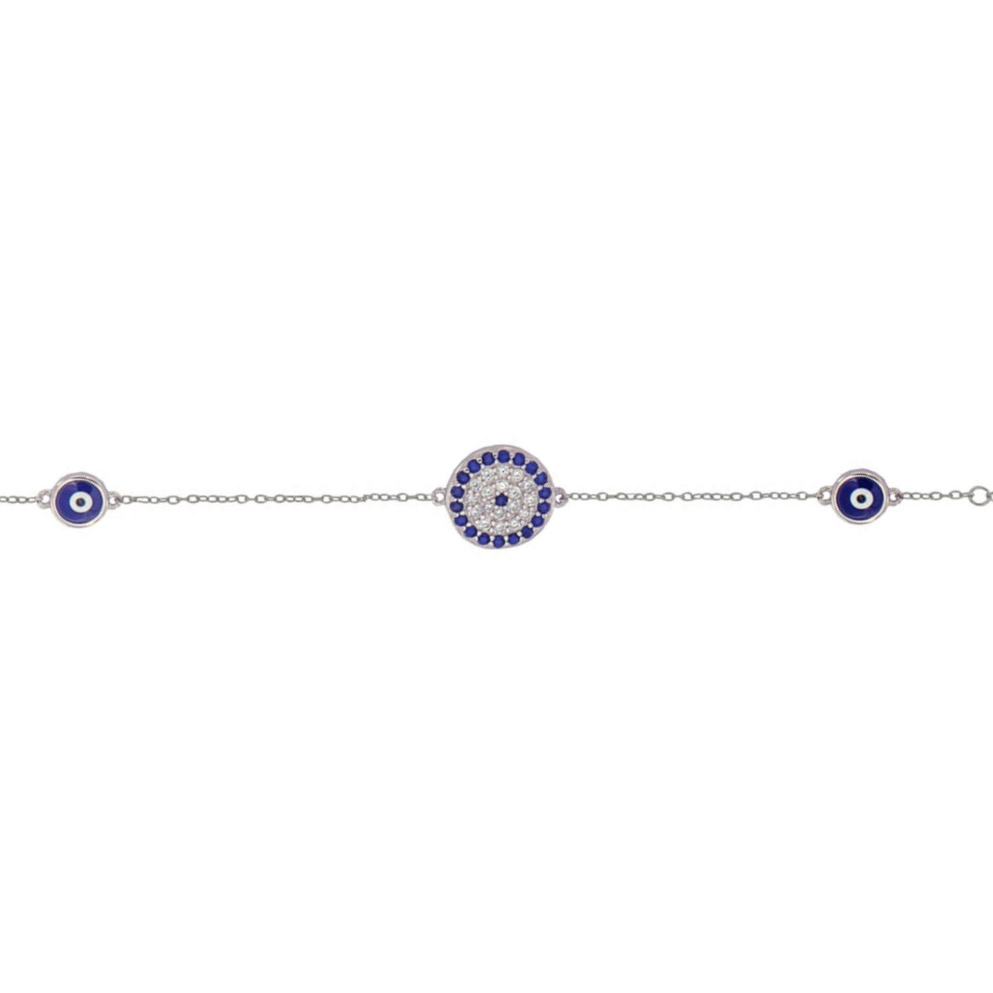 Pulsera Ojo Turco en plata con circonitas blancas