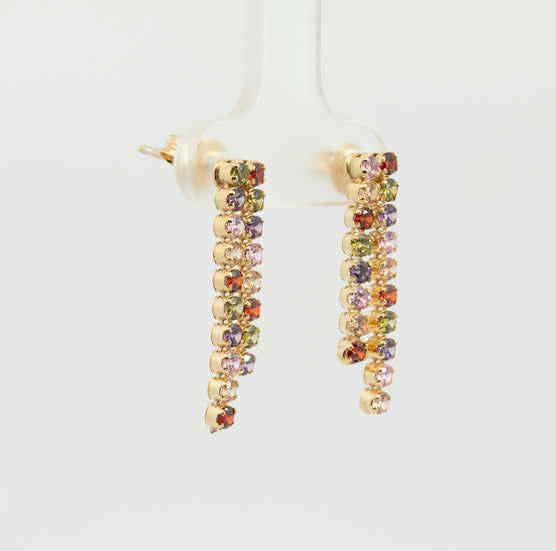 Pearl earrings, flower-shaped, adorned with white zircons