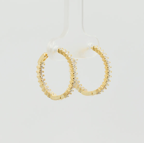 Pearl earrings, flower-shaped, adorned with white zircons