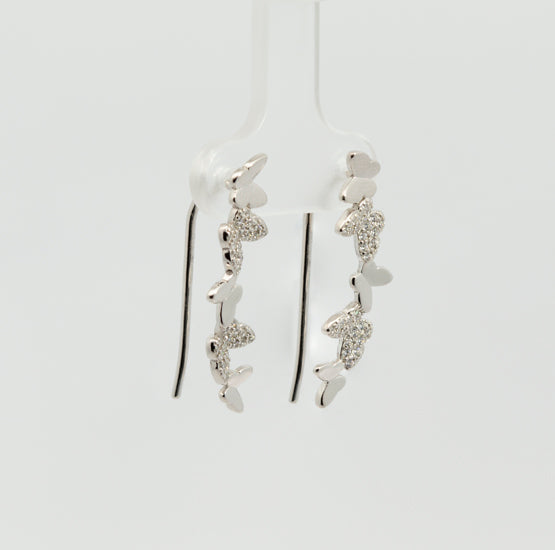 Pendientes Trepadores con circonitas. Plata de Ley 925 mls.