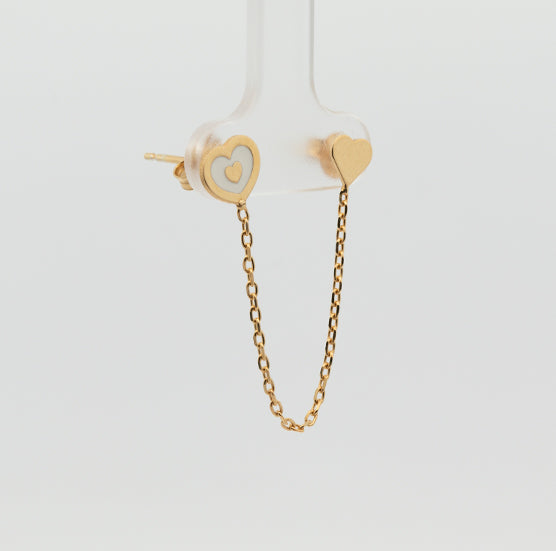 Pendientes Cadena de corazones. Plata de Ley 925 mls.