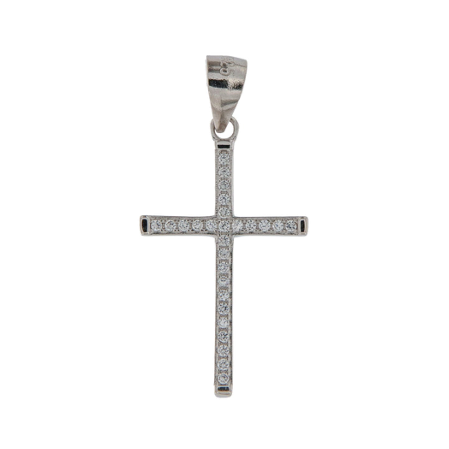 Cross choker in silver with white zircons