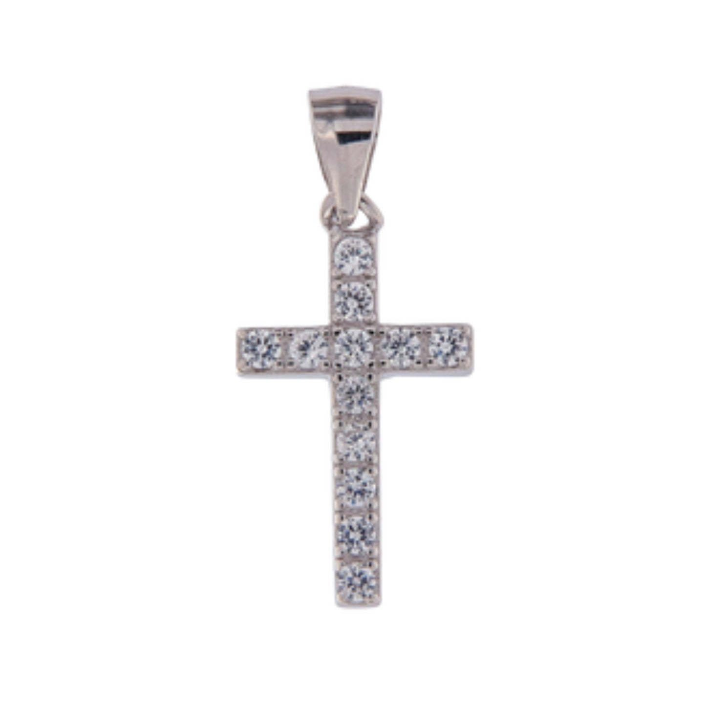 Cross choker in silver with white zircons