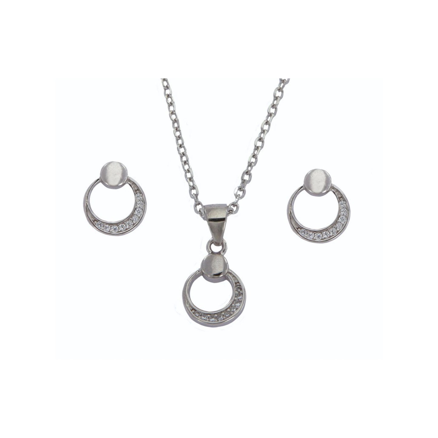 Silver set with white zircons