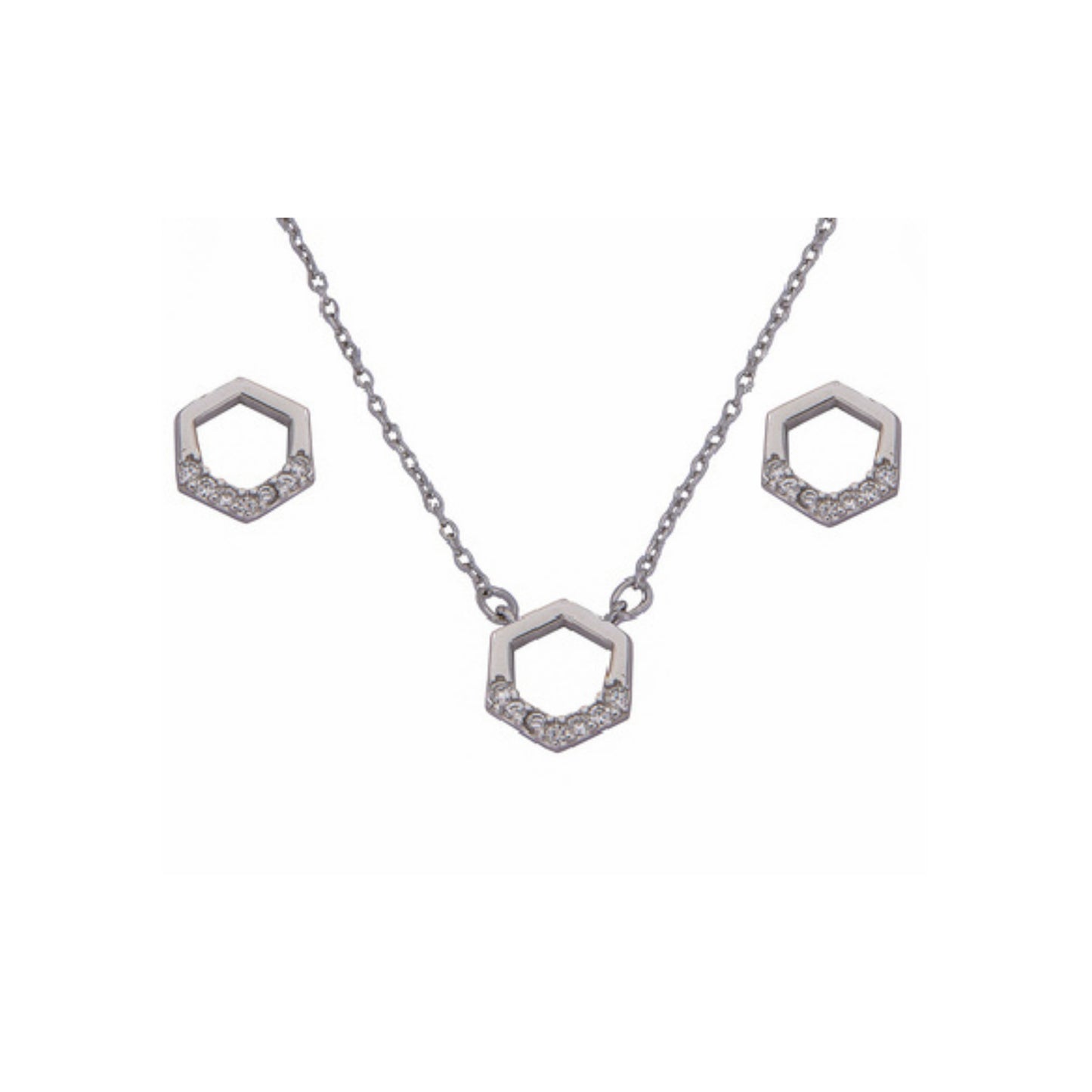 Silver set with white zircons