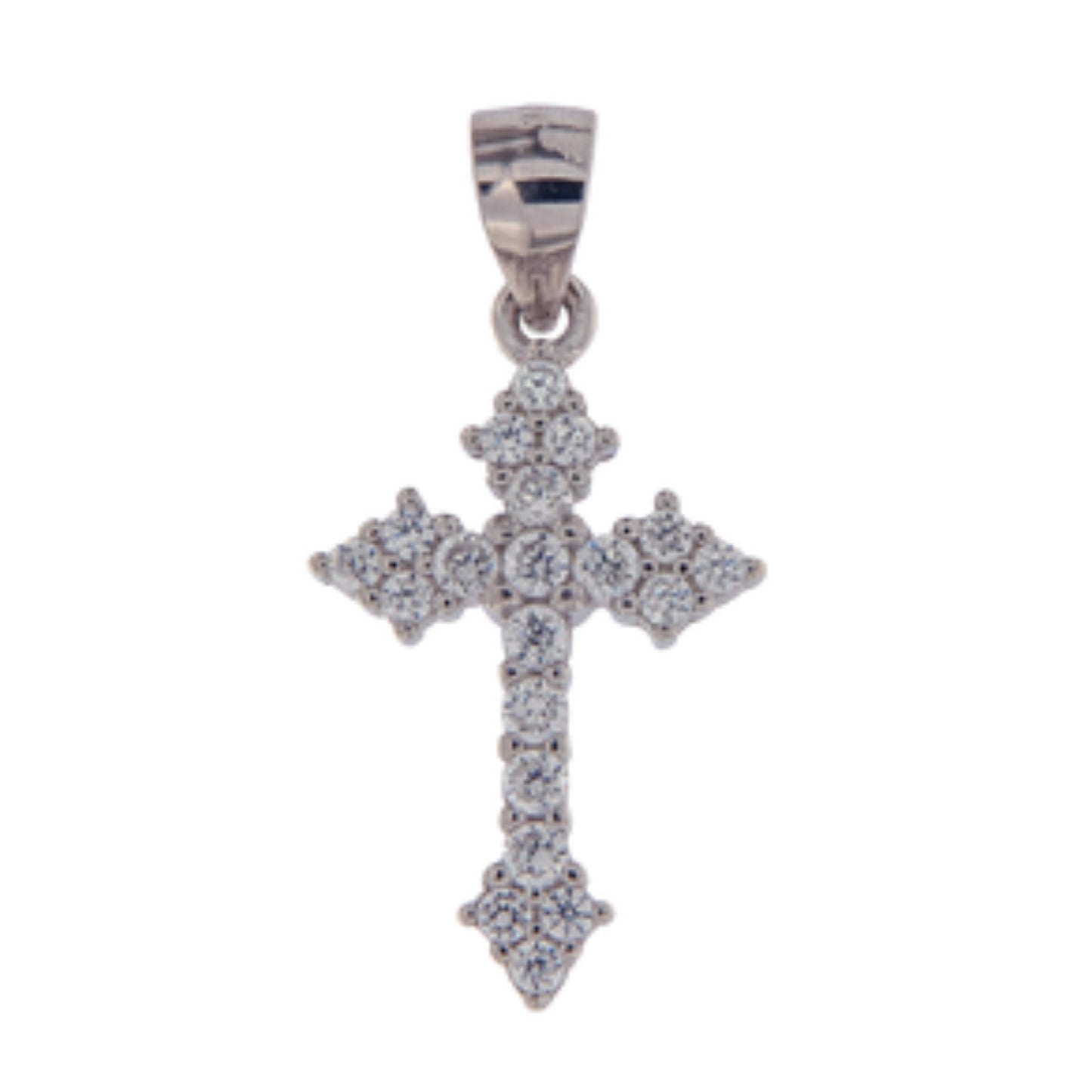 Cross choker in silver with white zircons