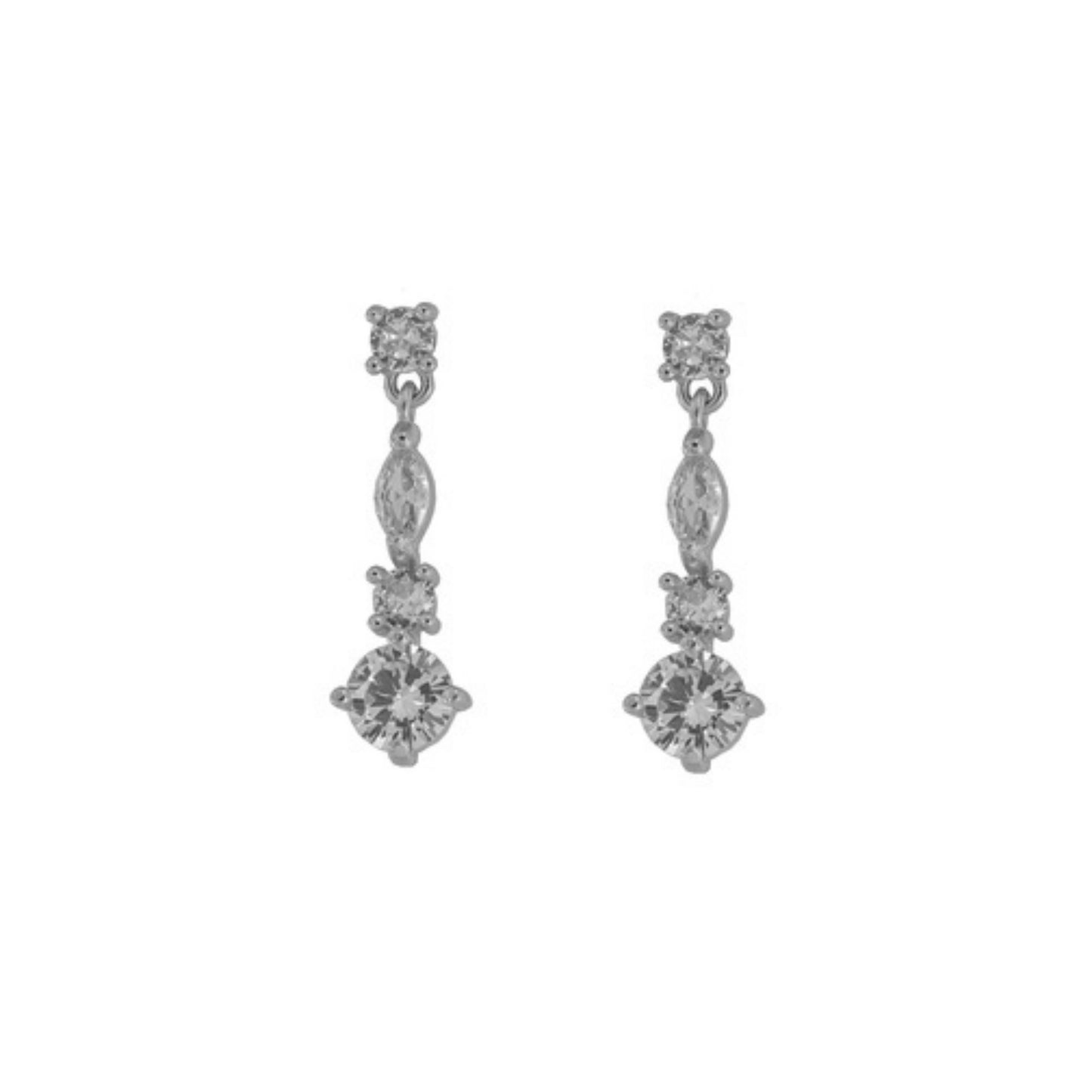 Party earrings in silver, decorated with white zircons