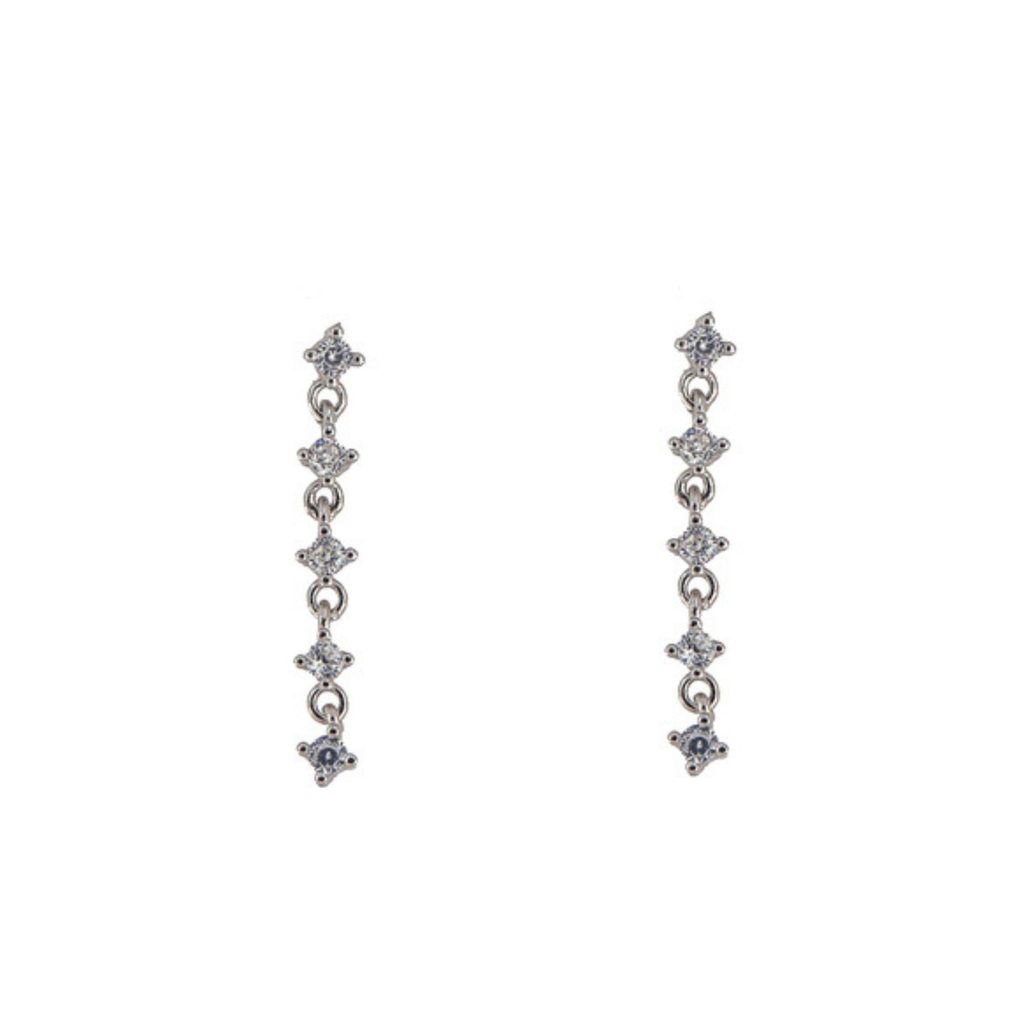 Party earrings in silver, decorated with white zircons