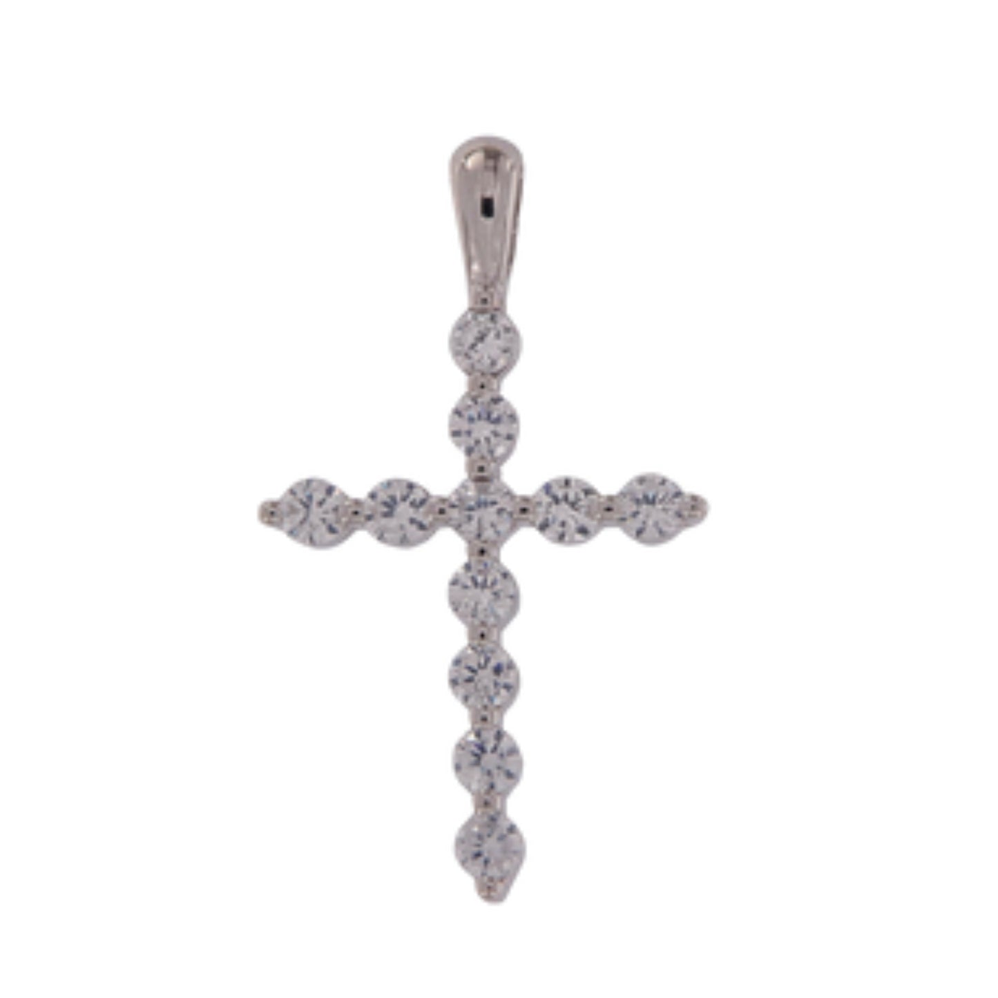 Cross choker in silver with white zircons