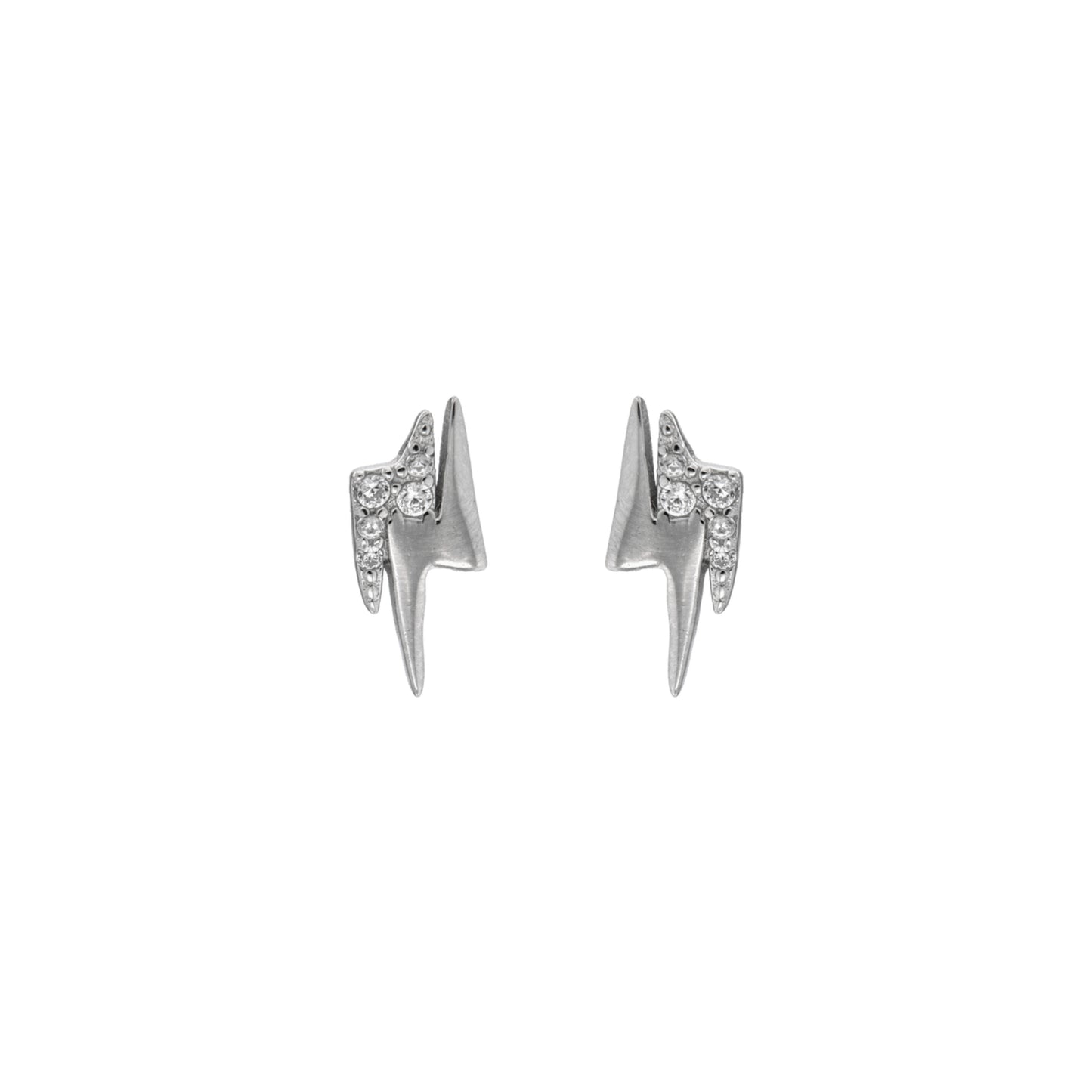 Thunder earrings in silver, decorated with small white zircons