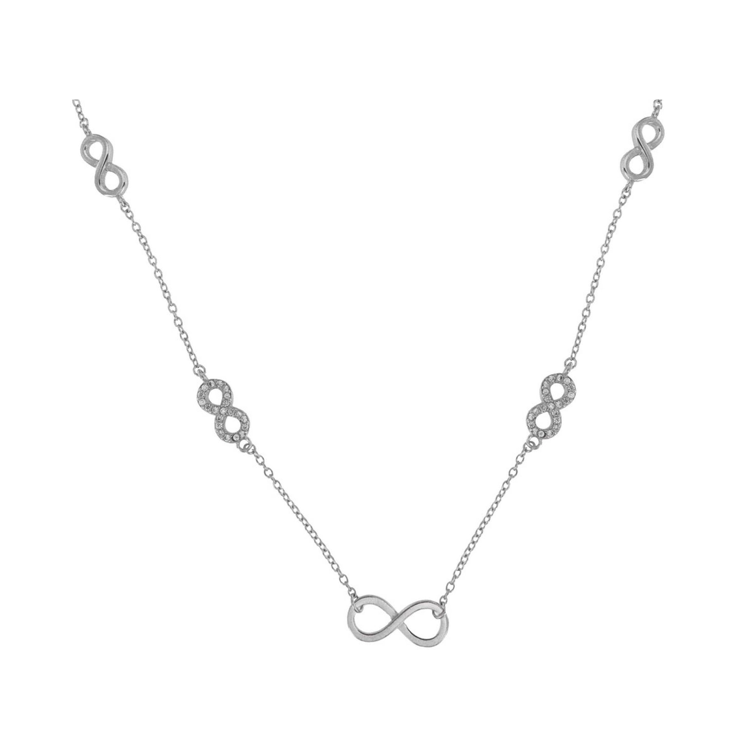 Infinity choker in silver with white zircons