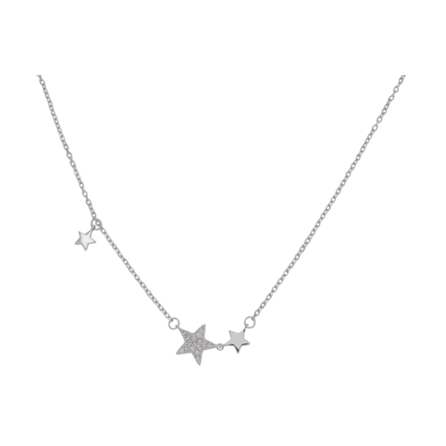 Star choker in silver with white zircons