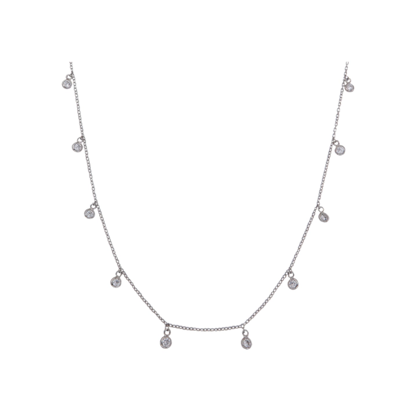 Silver choker with white zircons