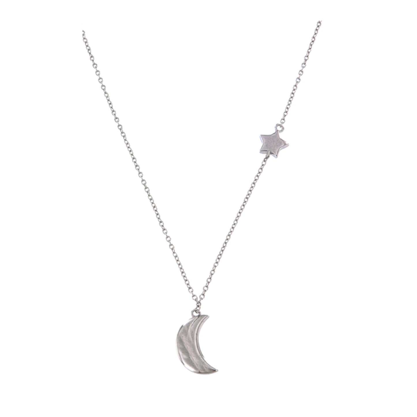 Moon and Star Choker in Silver