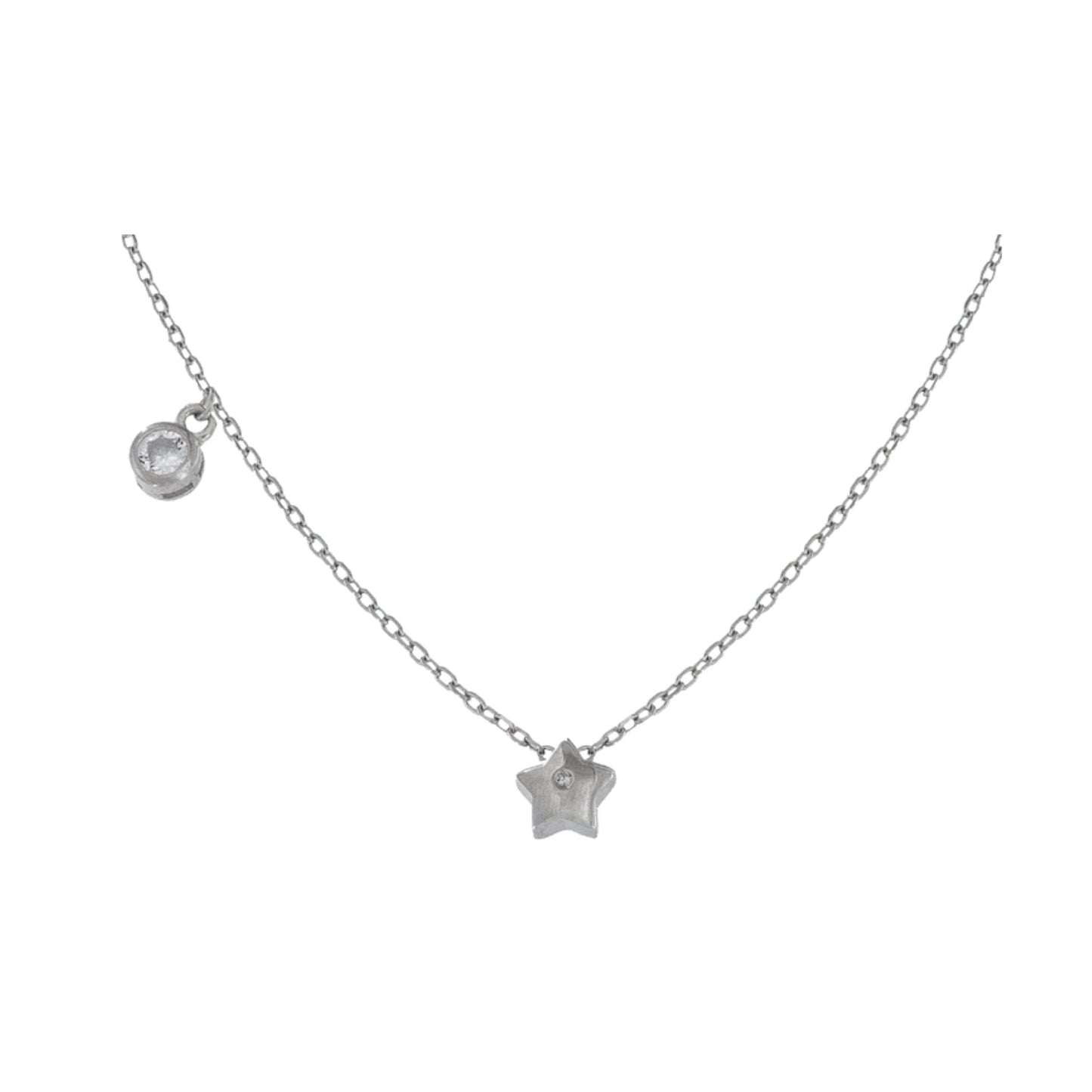 Star choker in silver with white zirconia