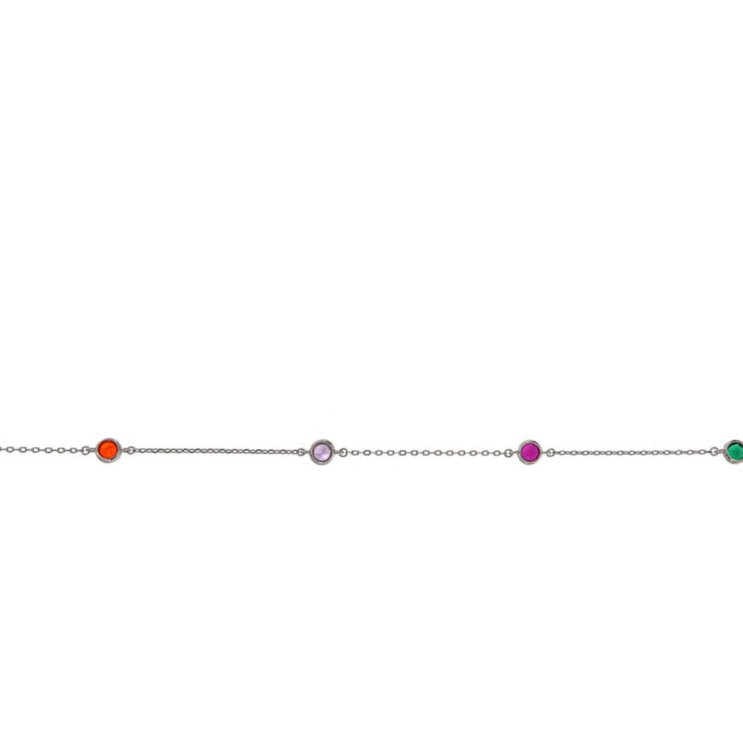 Tobillera en plata con circonitas de colores