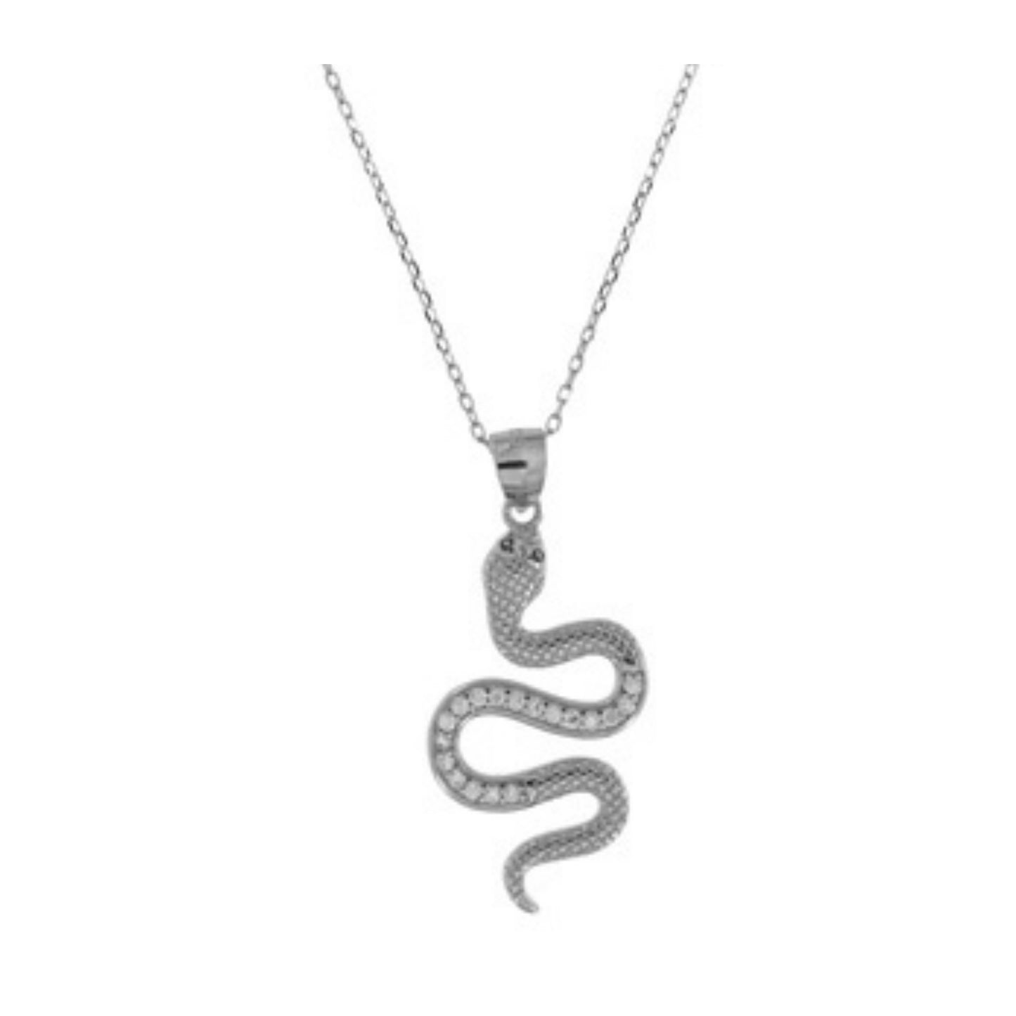 Gargantilla con Colgante Serpientes en plata con circonitas de color blanco